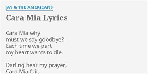 cara mia jay and the american lyrics|cara mia lyrics english.